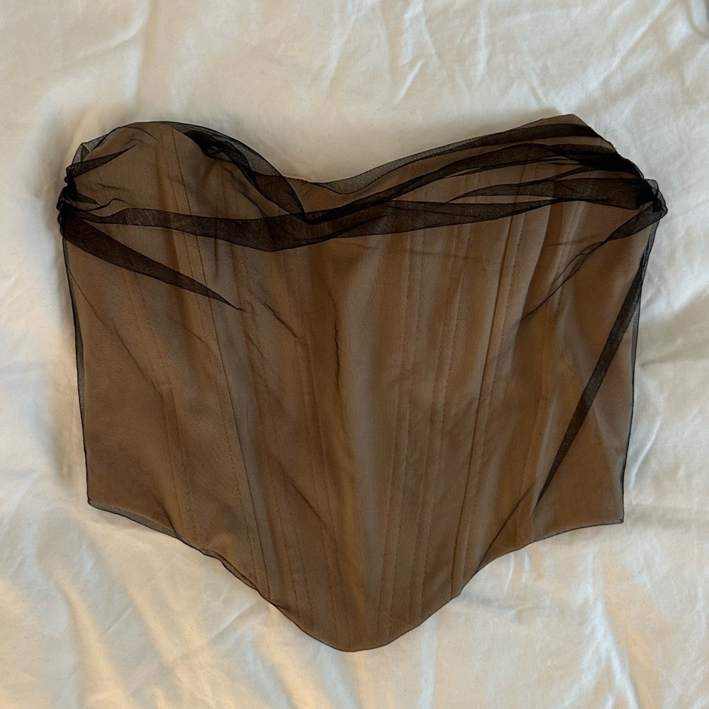 Nude & Black Tulle Corset Top
